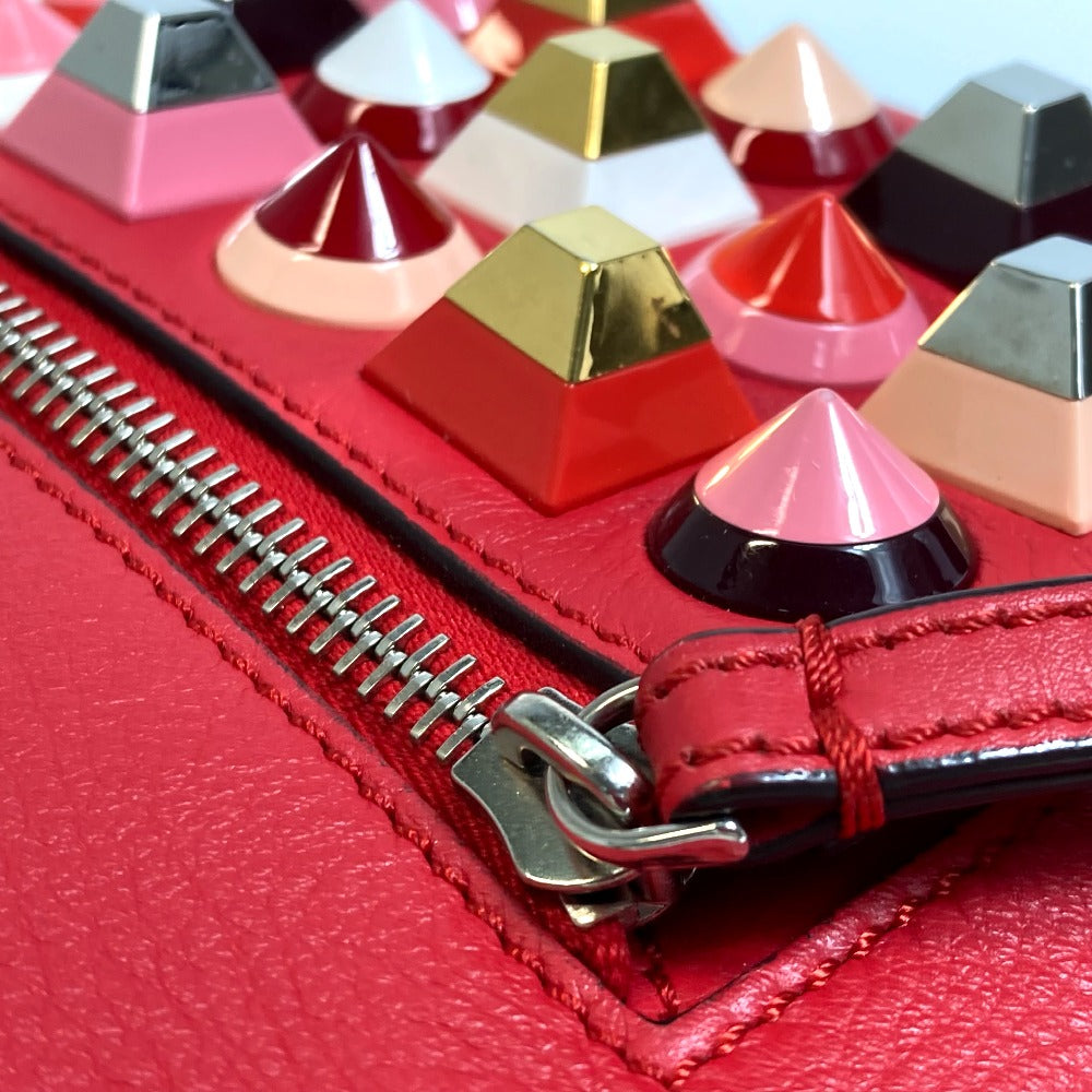 FENDI Backpack 8BZ038 leather Red Valentine limited color studs Mini backpack Women Used