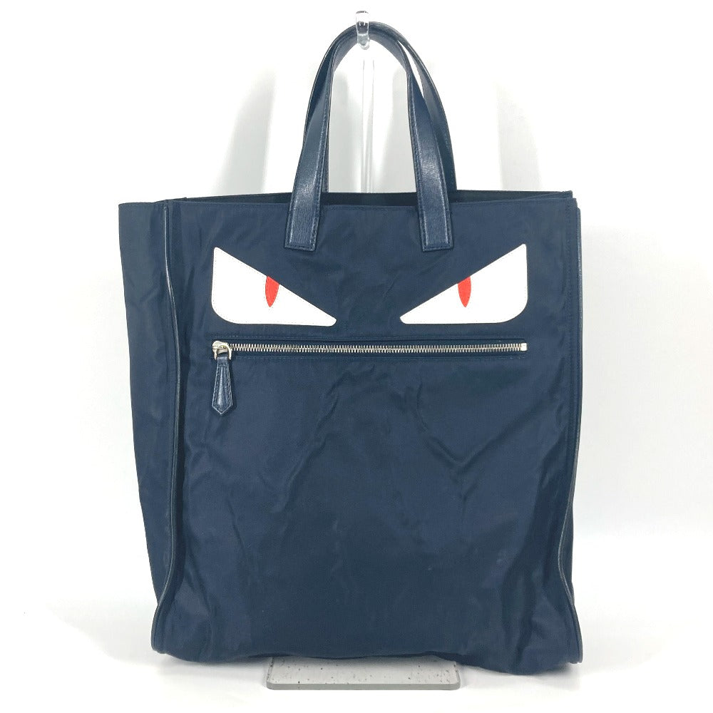 FENDI Tote Bag 7VA367 Nylon, Leather Navy Shoulder Bag monster mens Used