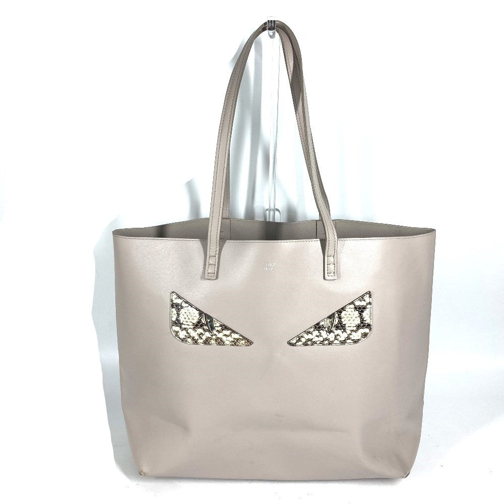 FENDI Tote Bag leather Greige type monster unisex(Unisex) Used
