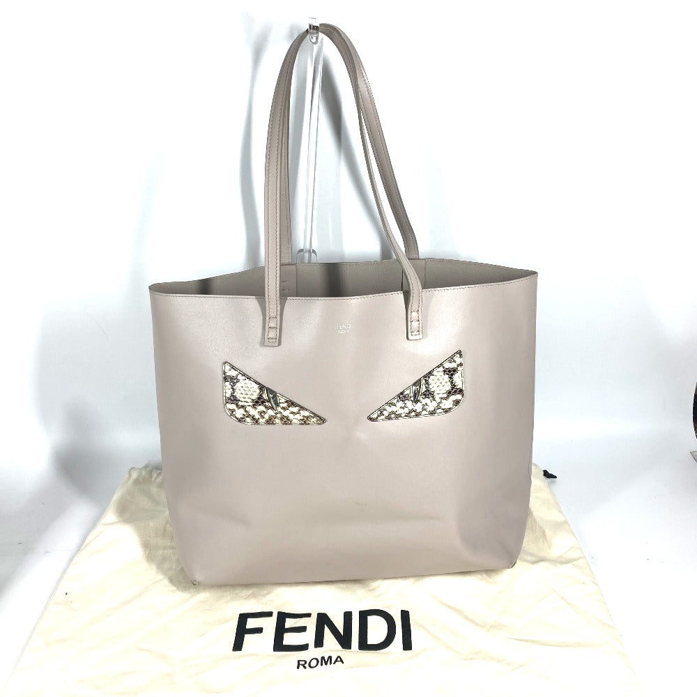 FENDI Tote Bag leather Greige type monster unisex(Unisex) Used