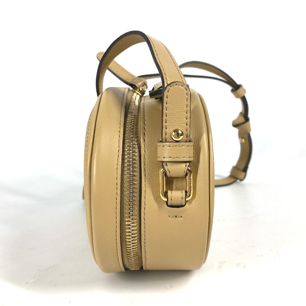 FENDI Shoulder Bag 8BS058 leather beige Pochette Crossbody Camera Case Small Olock Women Used