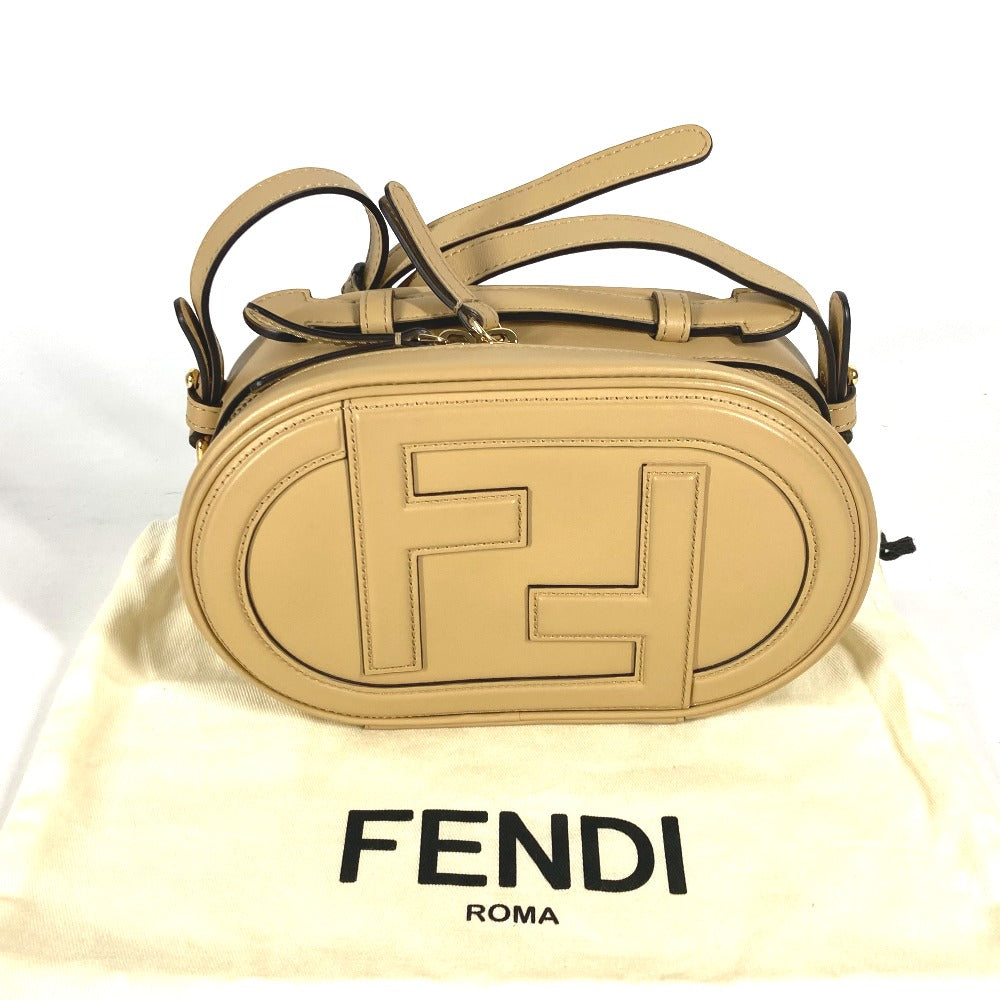 FENDI Shoulder Bag 8BS058 leather beige Pochette Crossbody Camera Case Small Olock Women Used