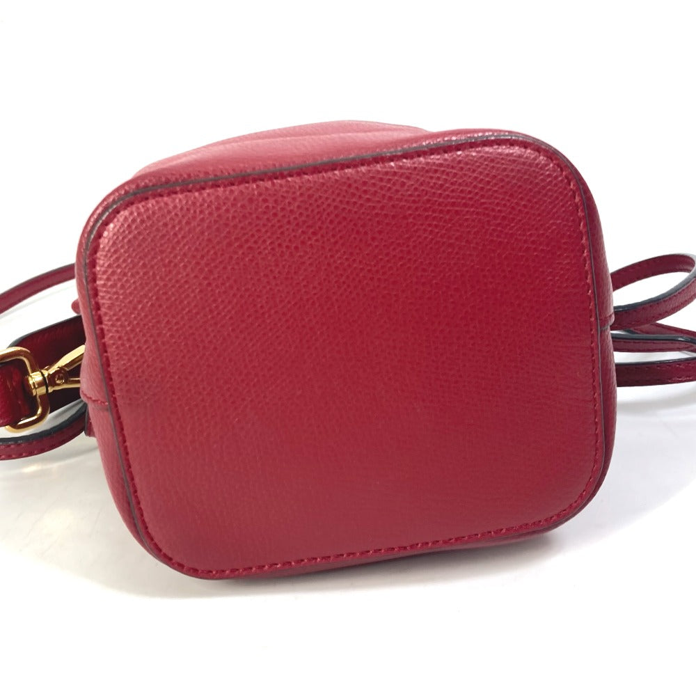 FENDI Shoulder Bag 8BS010 leather Red FFMetal Drawstring Bucket Mini Montresor Women Used