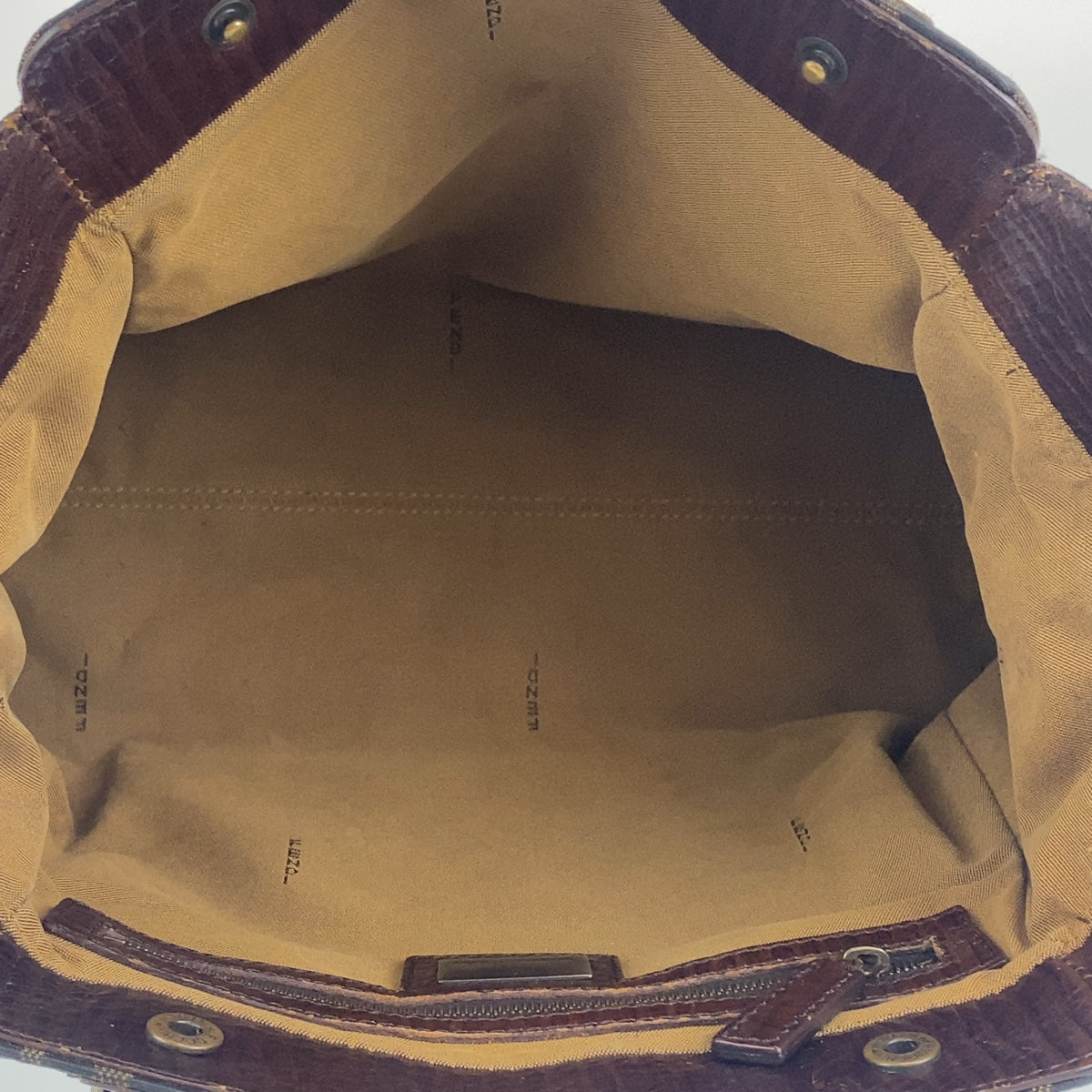 FENDI Shoulder Bag Canvas, Leather Brown Shoulder Bag Handbag Tote Bag Zucca Pattern Etnico Women Used