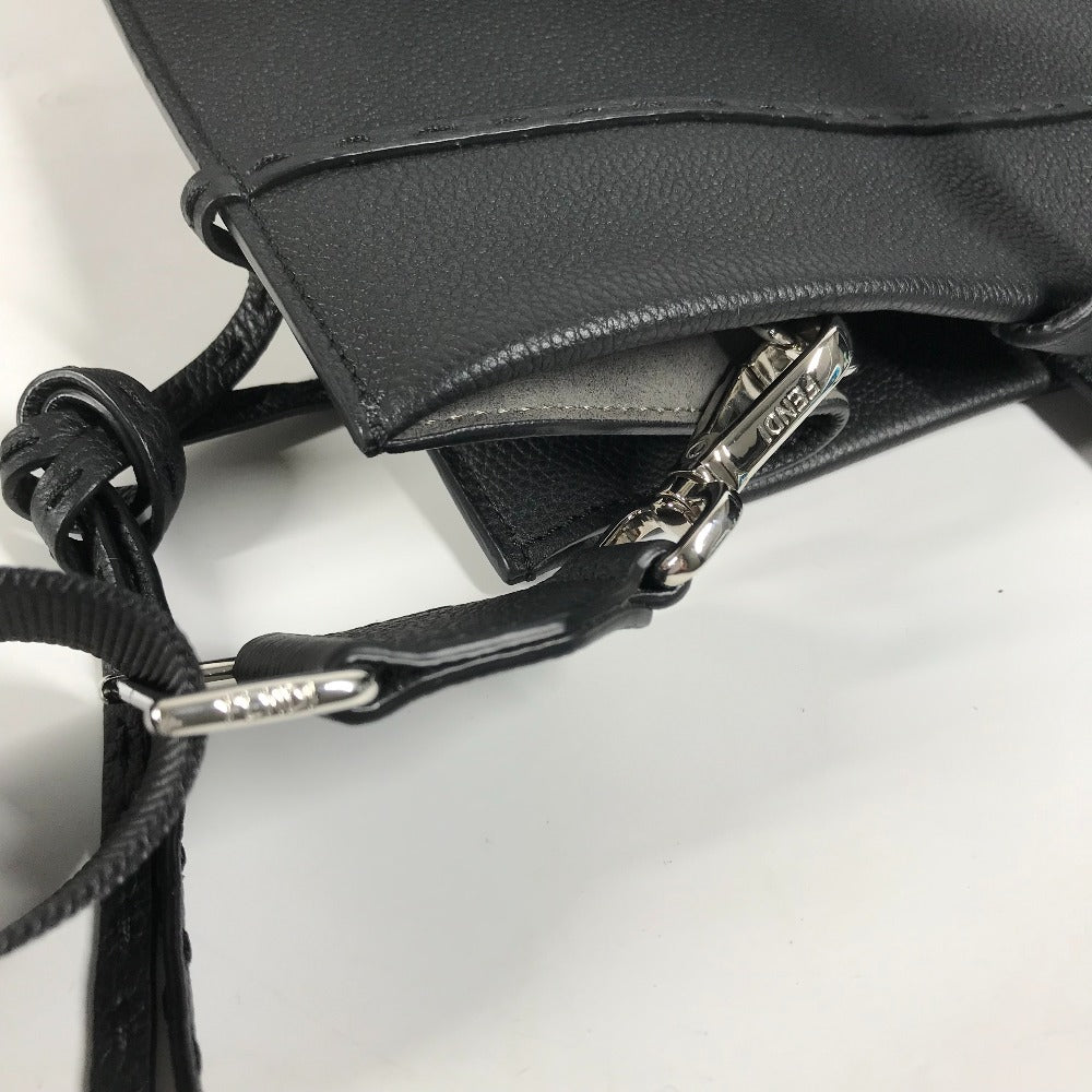 FENDI Tote Bag 7VA583 leather black shoulder bag shopper medium mens Used