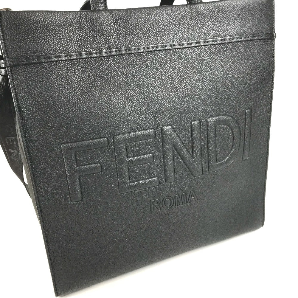 FENDI Tote Bag 7VA583 leather black shoulder bag shopper medium mens Used