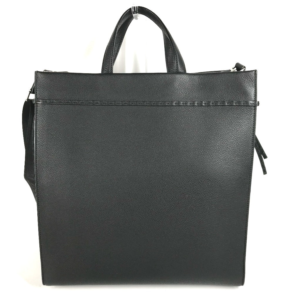 FENDI Tote Bag 7VA583 leather black shoulder bag shopper medium mens Used