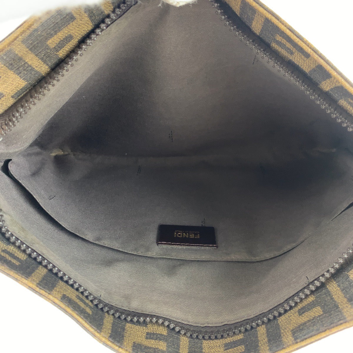 FENDI Shoulder Bag PVC Brown Gold Metal Crossbody Shoulder Bag Messenger Bag Zucca Pattern Women Used
