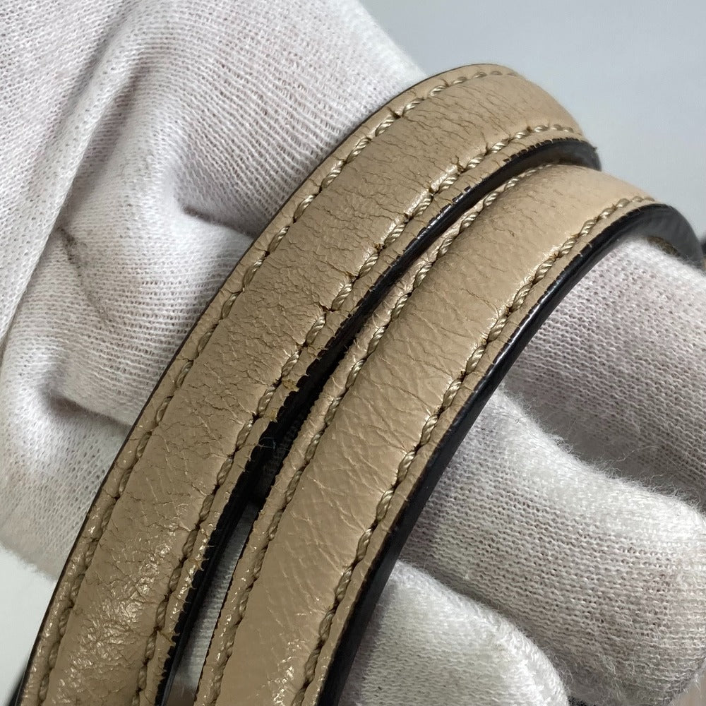 FENDI Shoulder Bag 8BT303 Leather / suede beige Zucca handbag FLIP flip large FF logo strap Women Used
