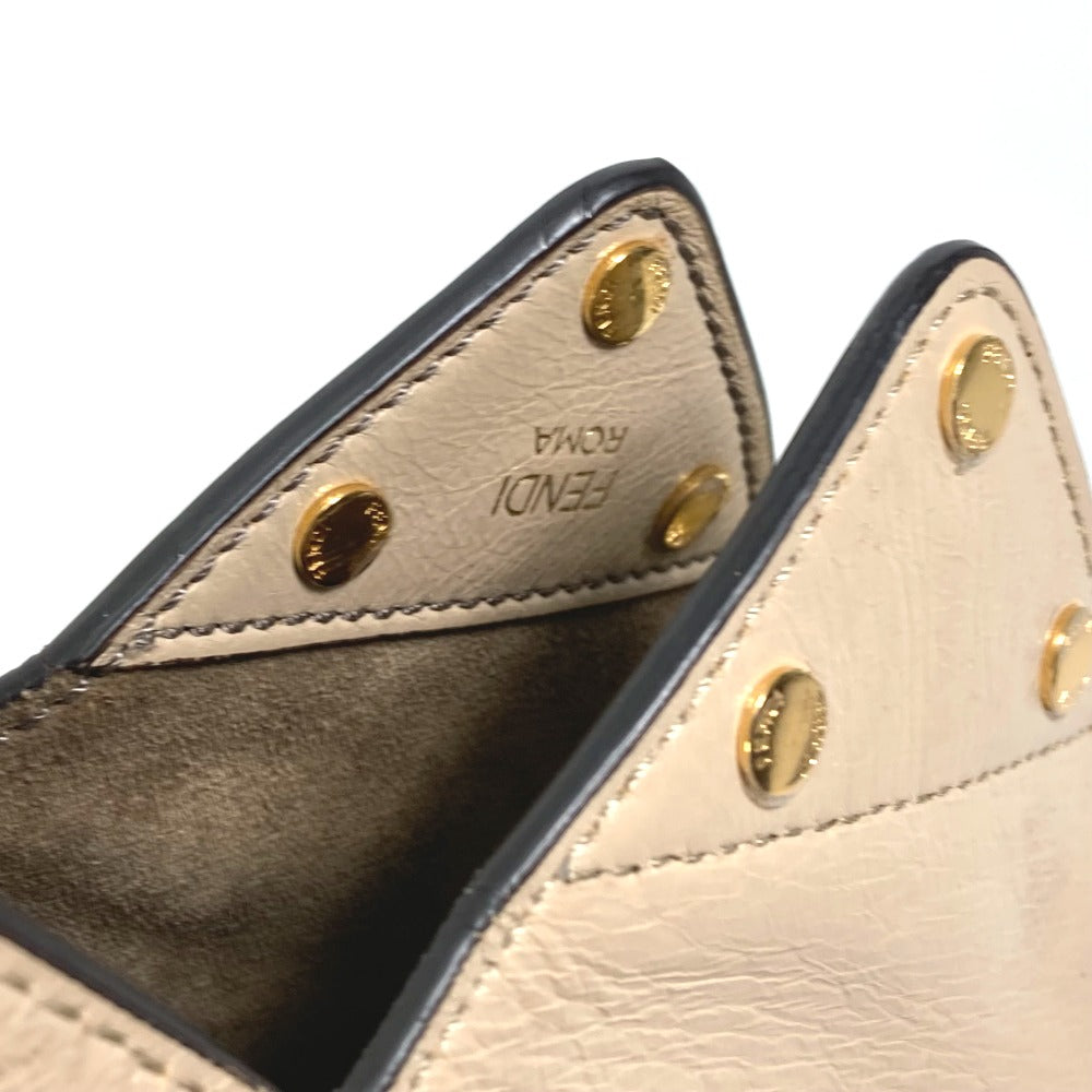 FENDI Shoulder Bag 8BT303 Leather / suede beige Zucca handbag FLIP flip large FF logo strap Women Used