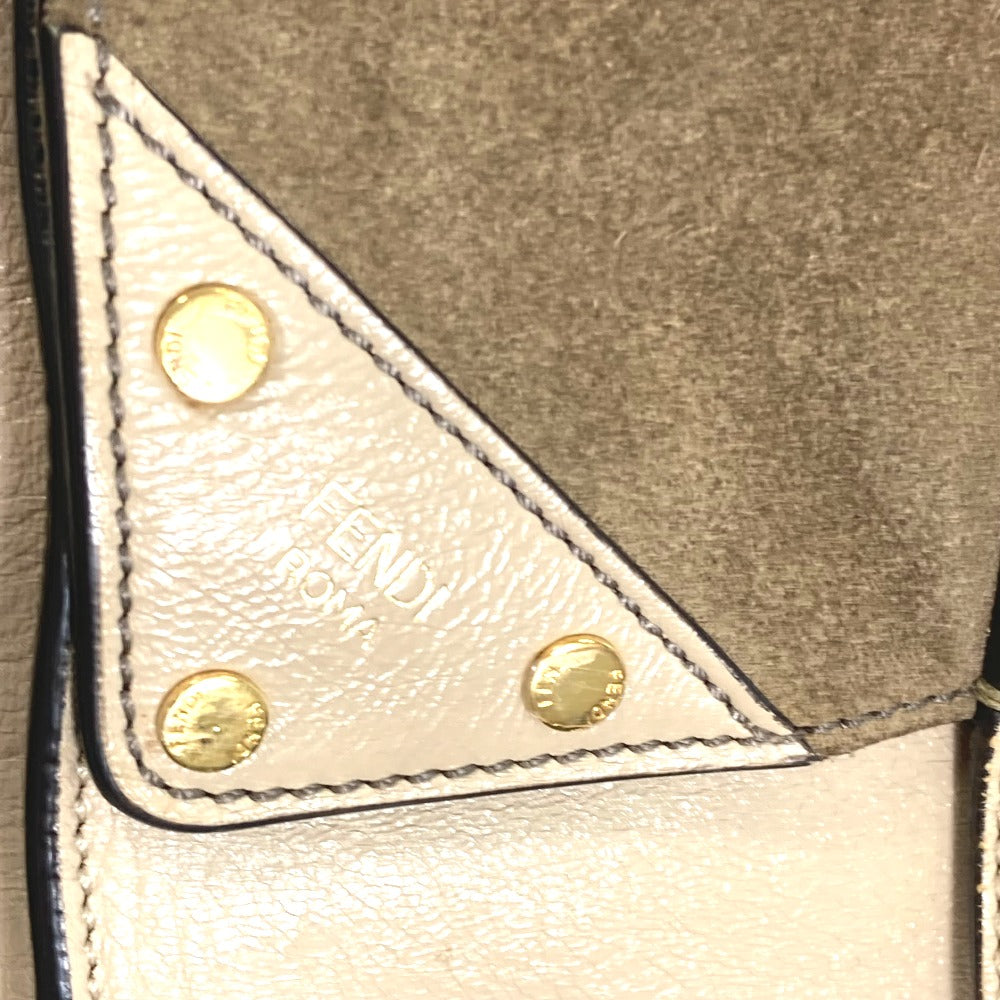FENDI Shoulder Bag 8BT303 Leather / suede beige Zucca handbag FLIP flip large FF logo strap Women Used