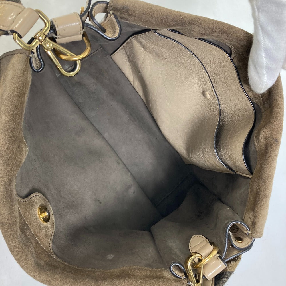 FENDI Shoulder Bag 8BT303 Leather / suede beige Zucca handbag FLIP flip large FF logo strap Women Used