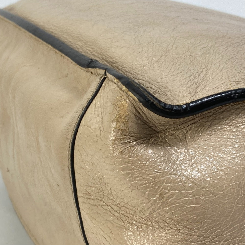 FENDI Shoulder Bag 8BT303 Leather / suede beige Zucca handbag FLIP flip large FF logo strap Women Used