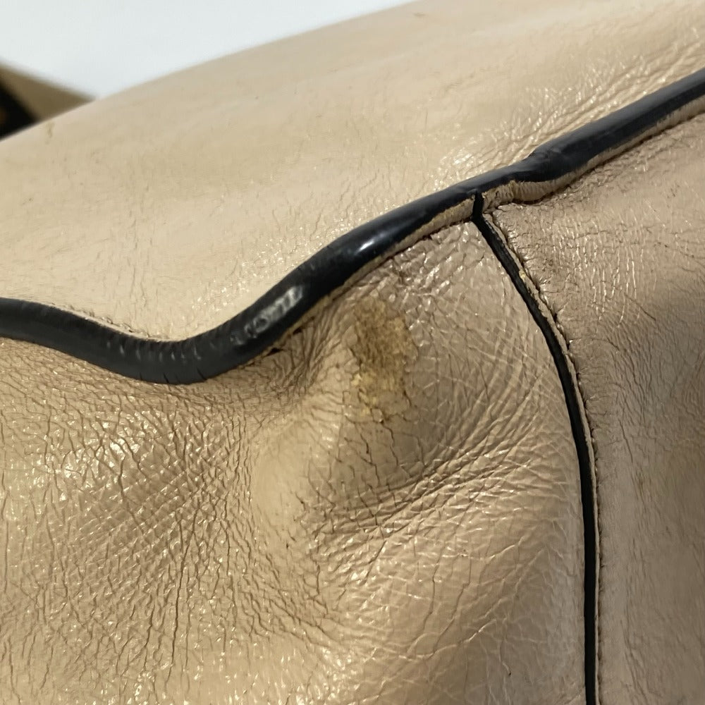 FENDI Shoulder Bag 8BT303 Leather / suede beige Zucca handbag FLIP flip large FF logo strap Women Used