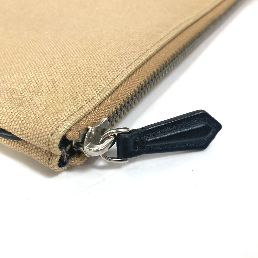 FENDI Clutch bag canvas beige Pouch logo Women Used