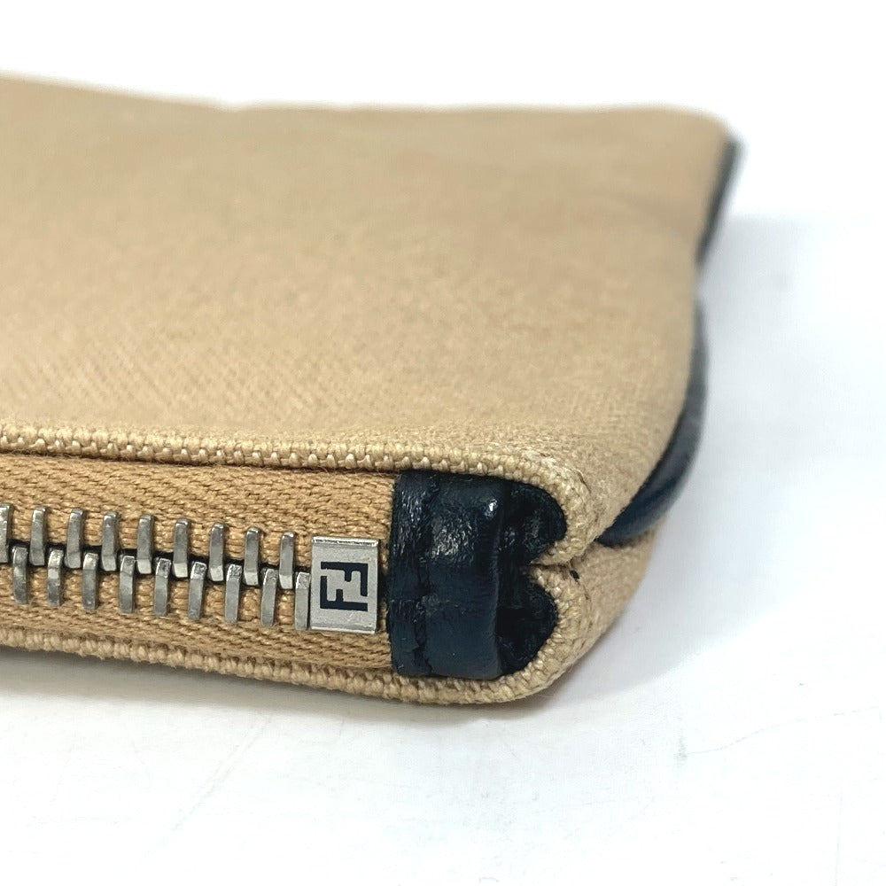FENDI Clutch bag canvas beige Pouch logo Women Used