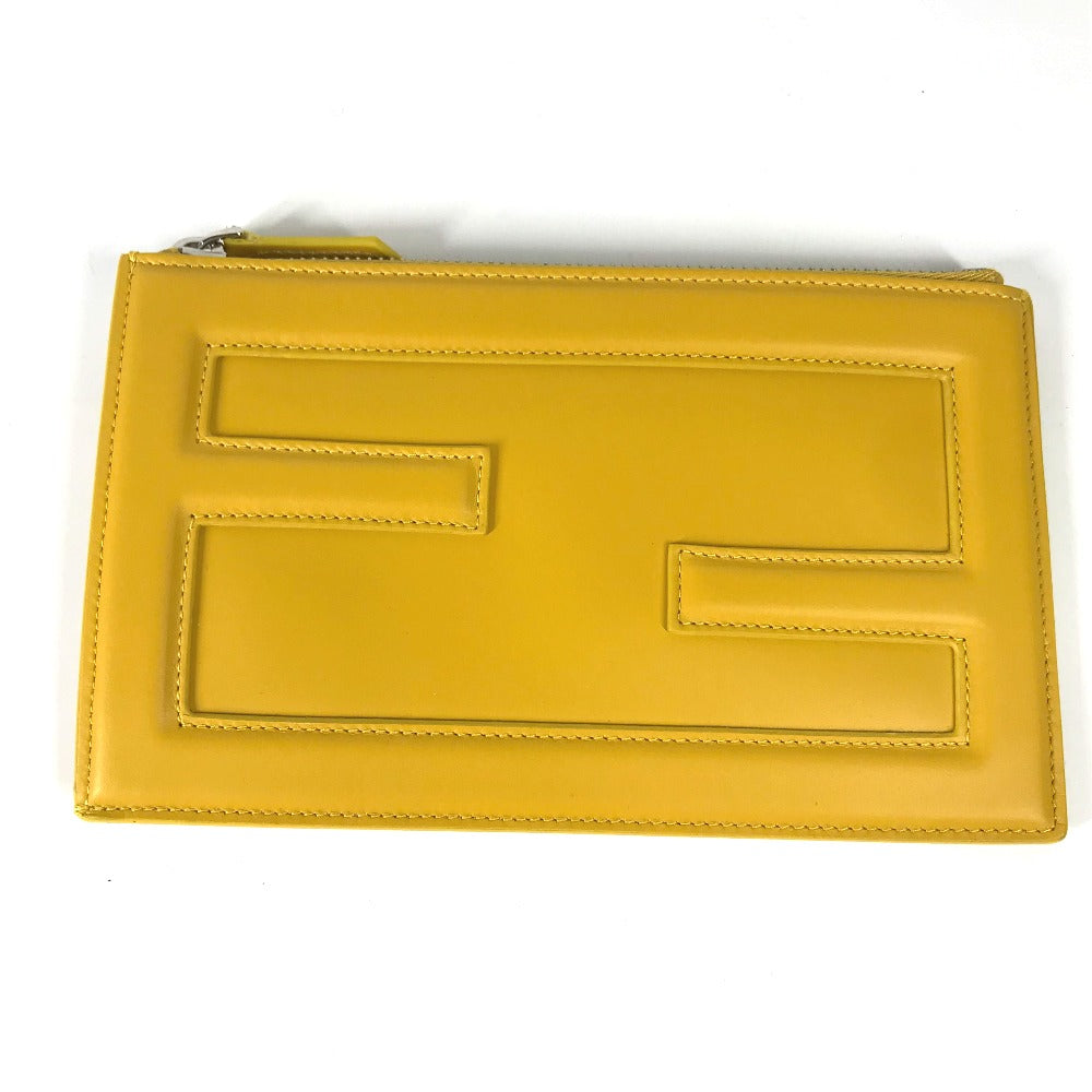 FENDI Clutch bag 7N0114 leather yellow logo Women Used