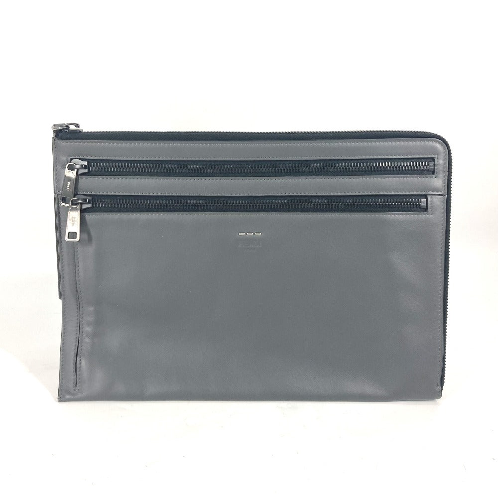 FENDI Clutch bag 7M0237 leather gray Zip mens Used
