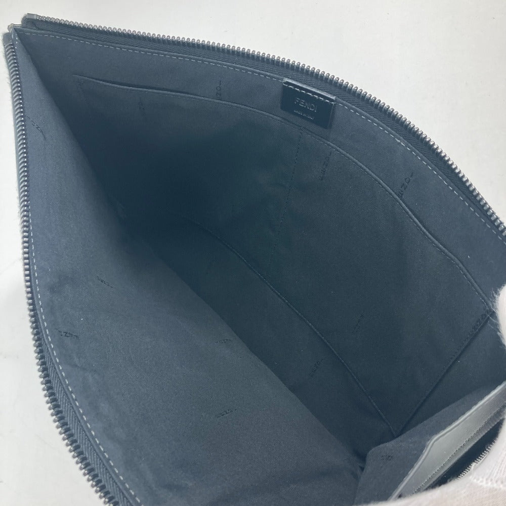FENDI Clutch bag 7M0237 leather gray Zip mens Used