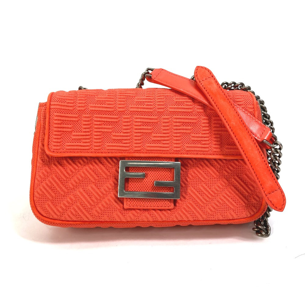 FENDI Shoulder Bag 8BR793 Canvas / leather Red Baguette Chain Midi Women Used