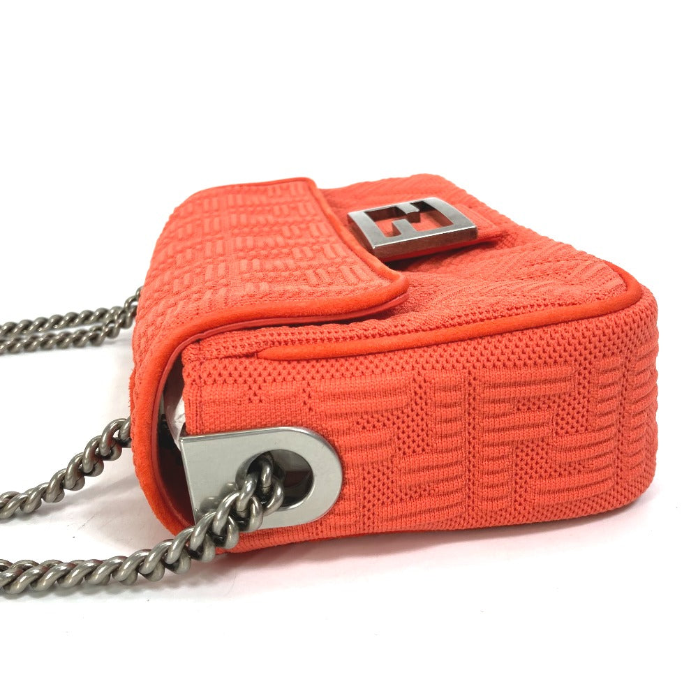 FENDI Shoulder Bag 8BR793 Canvas / leather Red Baguette Chain Midi Women Used