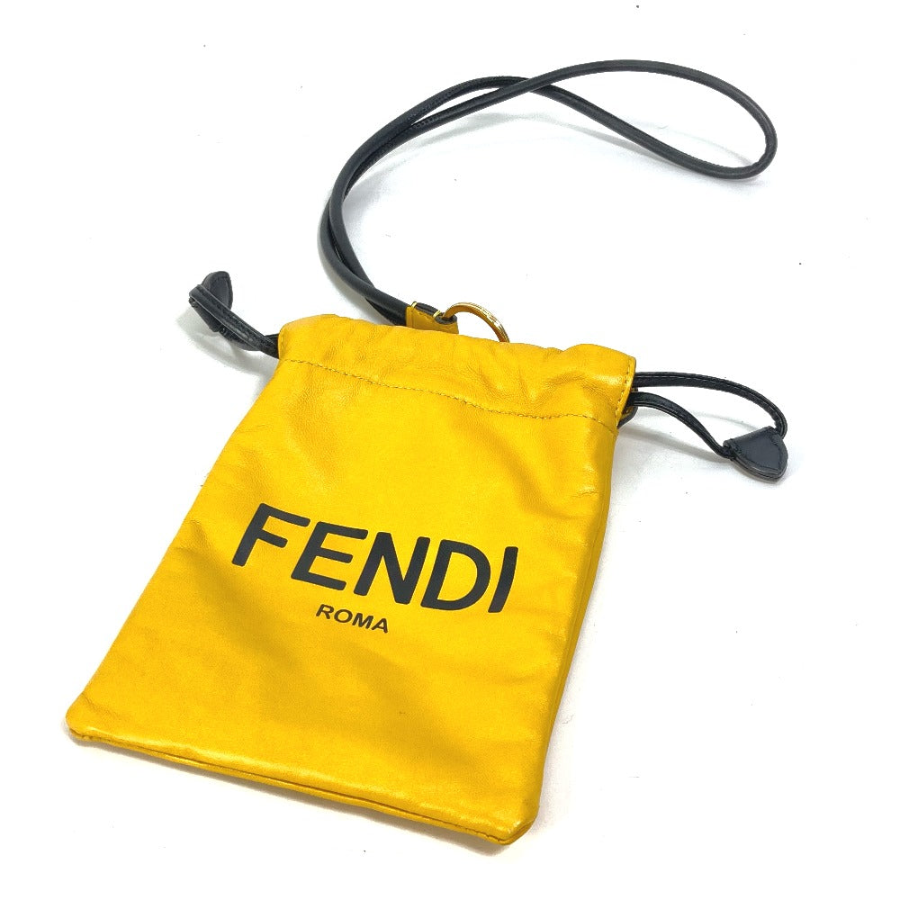 FENDI Pouch 7AR898 leather yellow Phone holder Phone pouch logo unisex(Unisex) Used