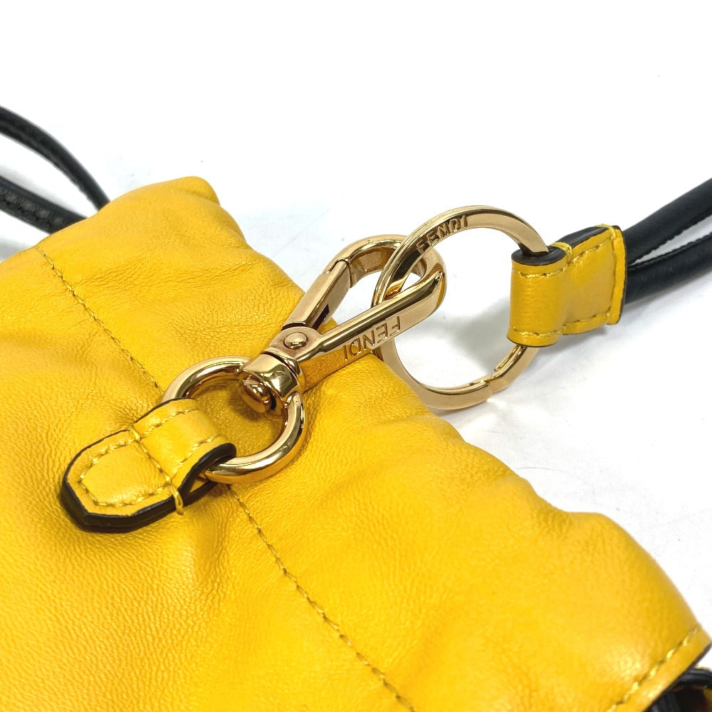FENDI Pouch 7AR898 leather yellow Phone holder Phone pouch logo unisex(Unisex) Used