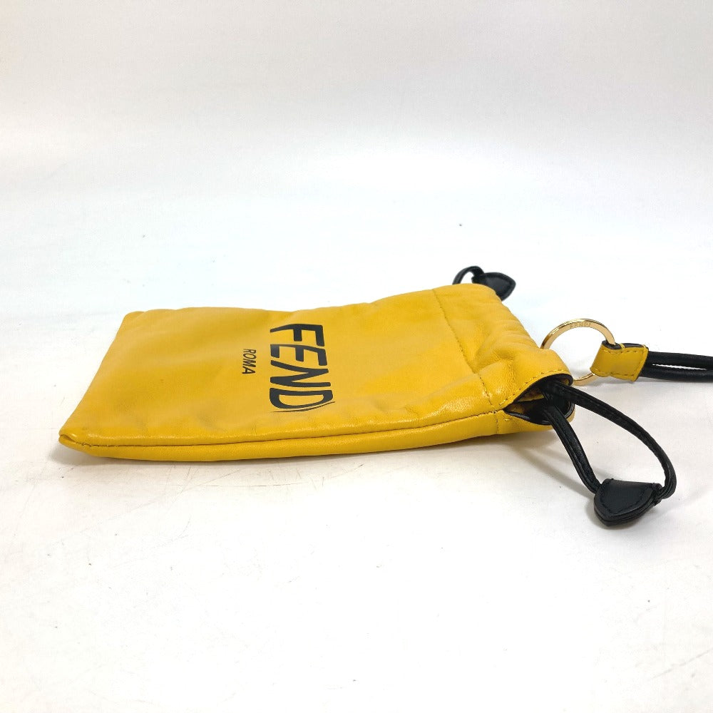FENDI Pouch 7AR898 leather yellow Phone holder Phone pouch logo unisex(Unisex) Used