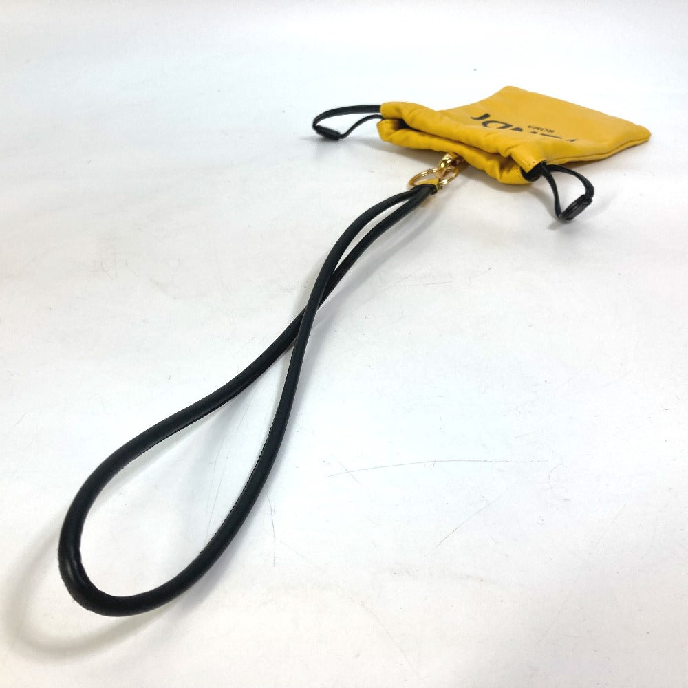 FENDI Pouch 7AR898 leather yellow Phone holder Phone pouch logo unisex(Unisex) Used