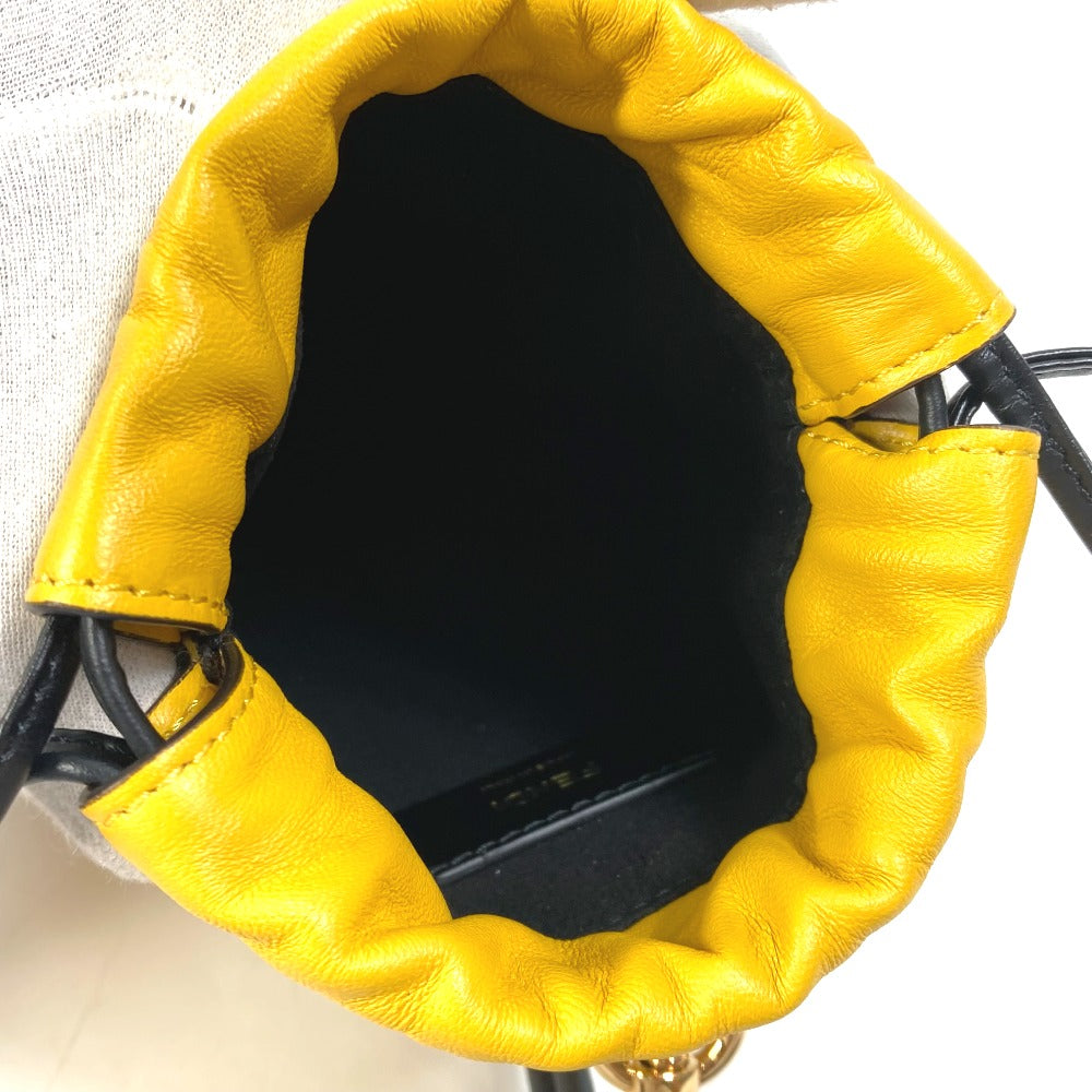 FENDI Pouch 7AR898 leather yellow Phone holder Phone pouch logo unisex(Unisex) Used