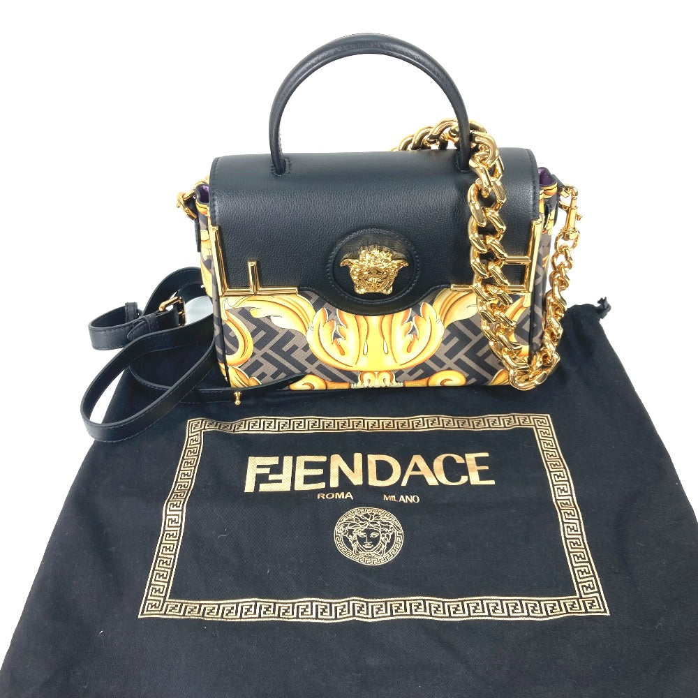 FENDI Handbag PVC / Leather Brown Versace collaboration VERSACE la medusa satchel bag zucca