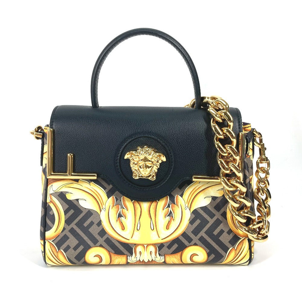 FENDI Handbag PVC / Leather Brown Versace collaboration VERSACE la medusa satchel bag zucca