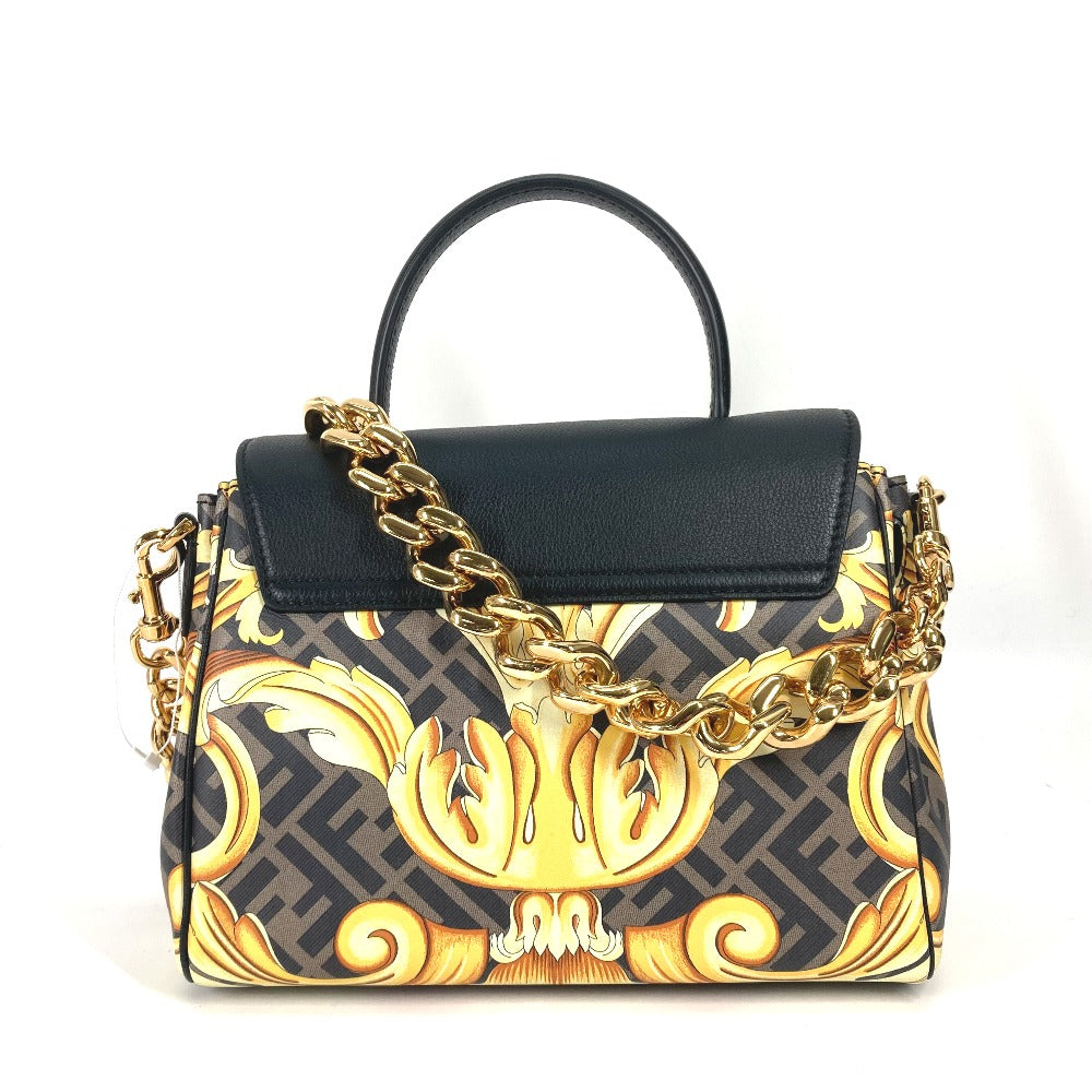 FENDI Handbag PVC / Leather Brown Versace collaboration VERSACE la medusa satchel bag zucca