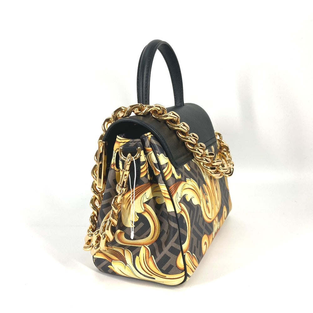 FENDI Handbag PVC / Leather Brown Versace collaboration VERSACE la medusa satchel bag zucca