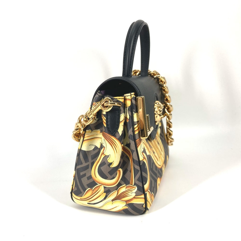 FENDI Handbag PVC / Leather Brown Versace collaboration VERSACE la medusa satchel bag zucca