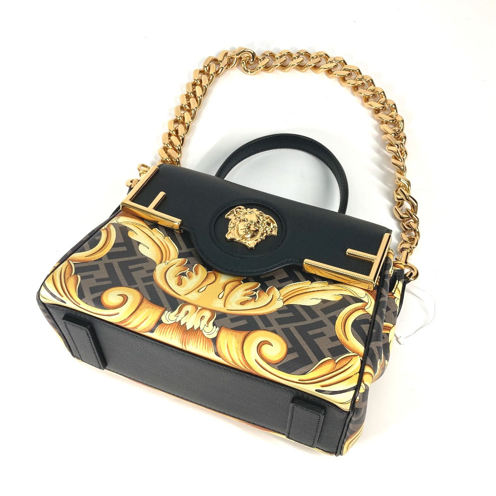 FENDI Handbag PVC / Leather Brown Versace collaboration VERSACE la medusa satchel bag zucca