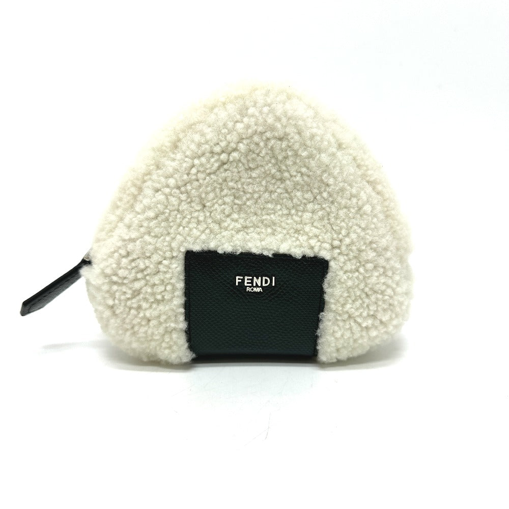FENDI Shoulder Bag 7AS240 Sheepskin white Onigiri Bag Women Used