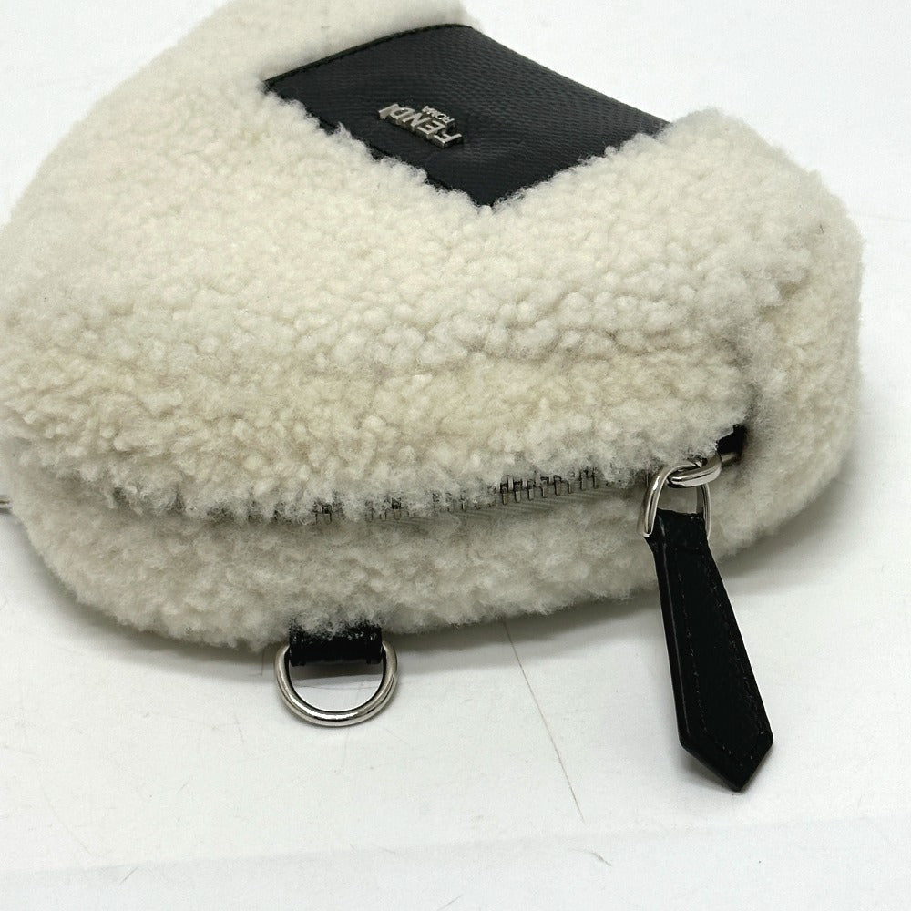 FENDI Shoulder Bag 7AS240 Sheepskin white Onigiri Bag Women Used
