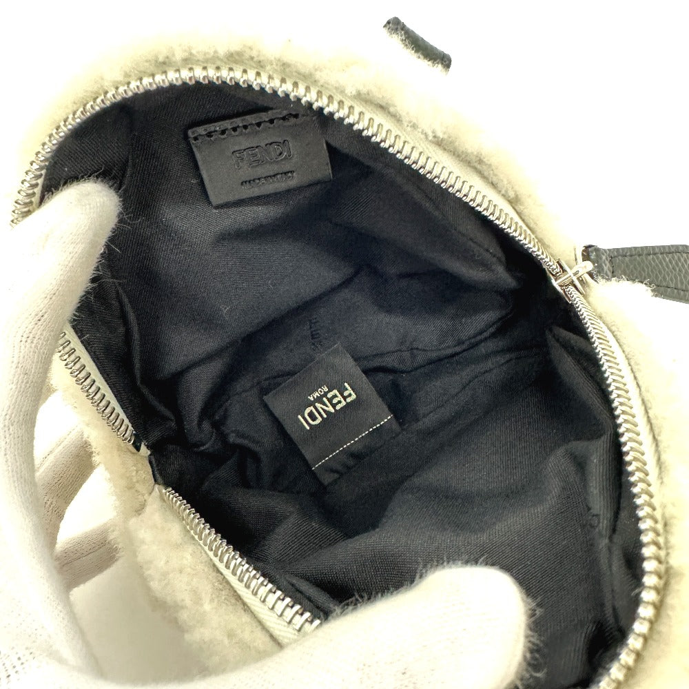 FENDI Shoulder Bag 7AS240 Sheepskin white Onigiri Bag Women Used