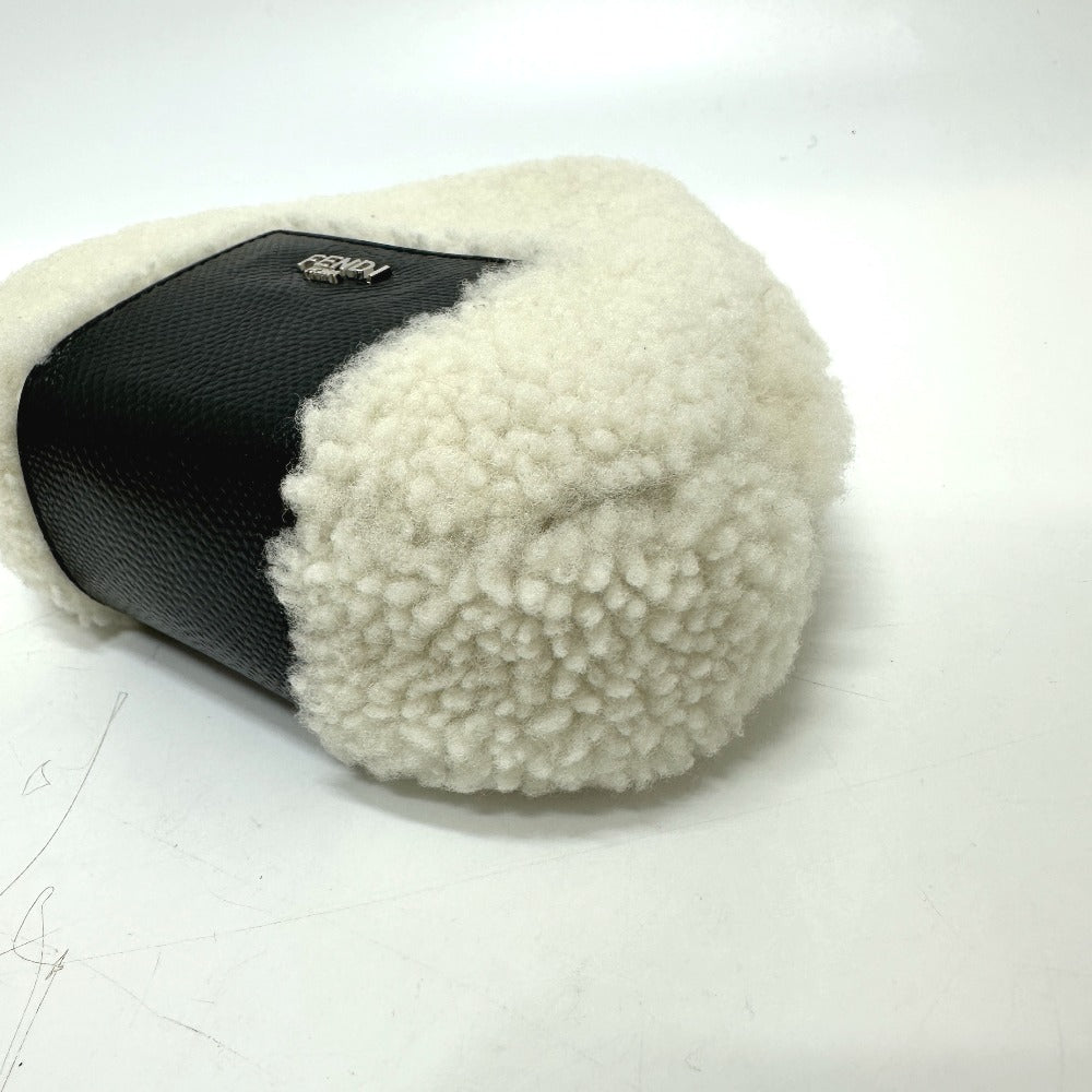 FENDI Shoulder Bag 7AS240 Sheepskin white Onigiri Bag Women Used