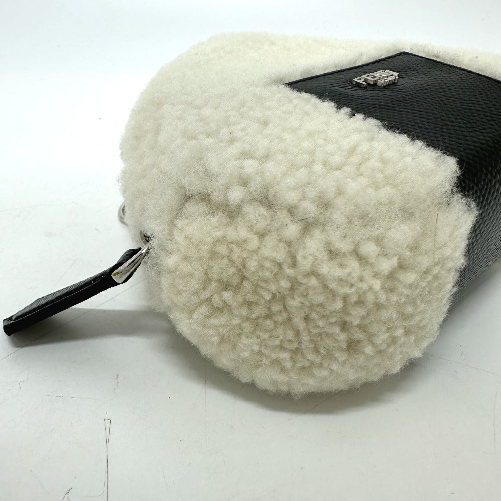 FENDI Shoulder Bag 7AS240 Sheepskin white Onigiri Bag Women Used