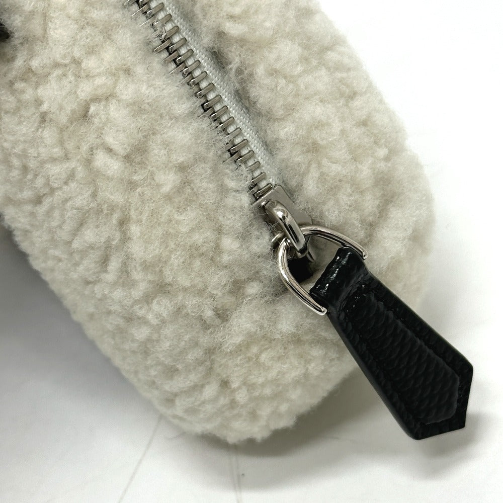 FENDI Shoulder Bag 7AS240 Sheepskin white Onigiri Bag Women Used