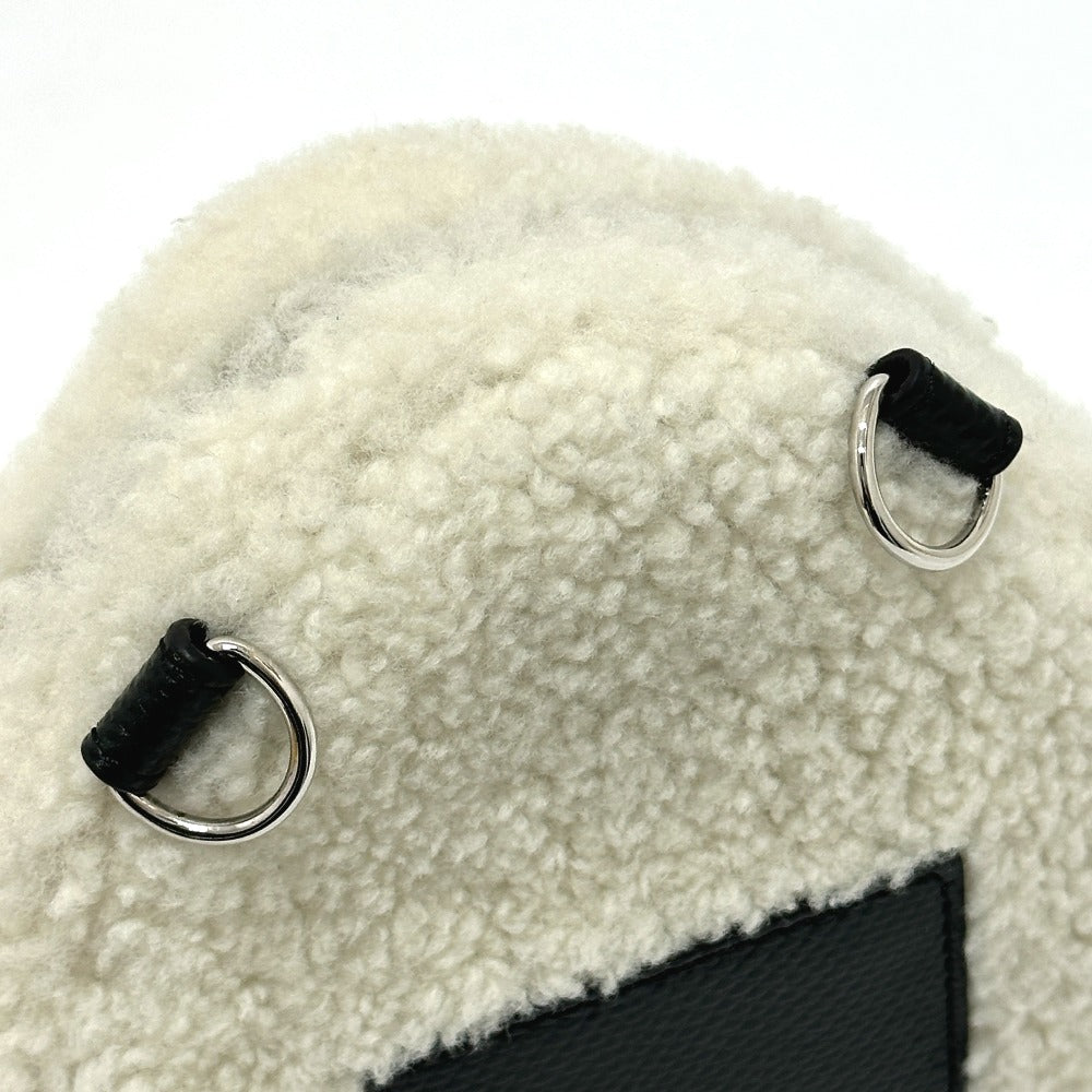 FENDI Shoulder Bag 7AS240 Sheepskin white Onigiri Bag Women Used