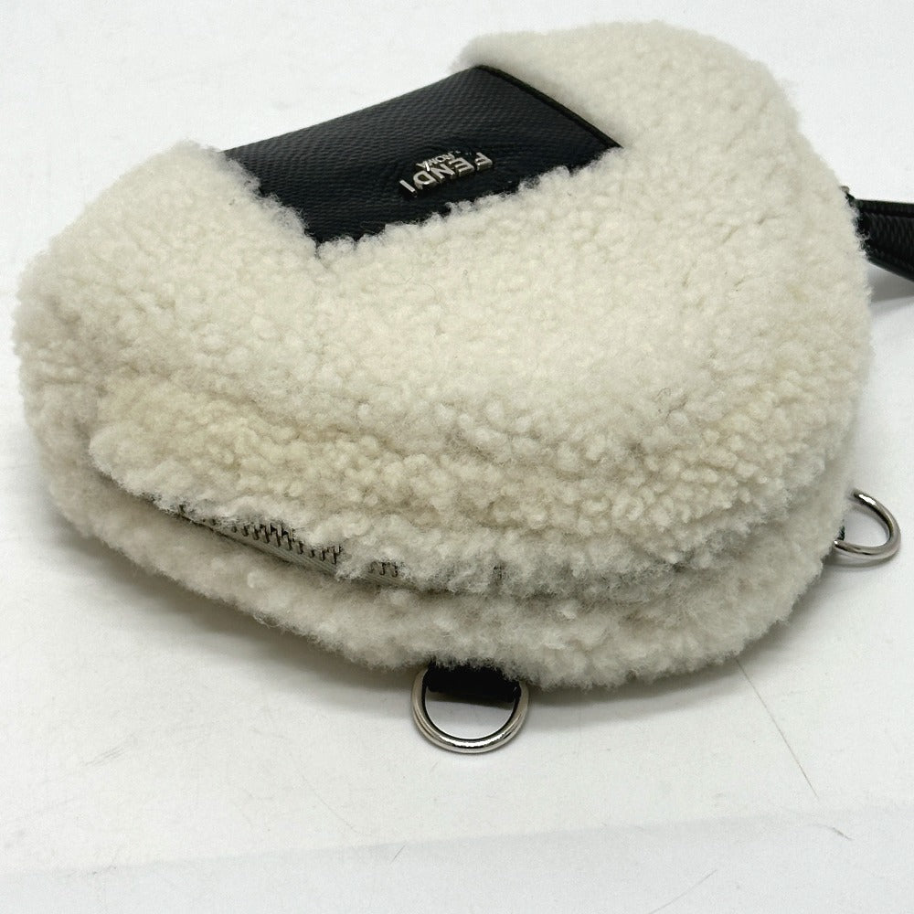 FENDI Shoulder Bag 7AS240 Sheepskin white Onigiri Bag Women Used
