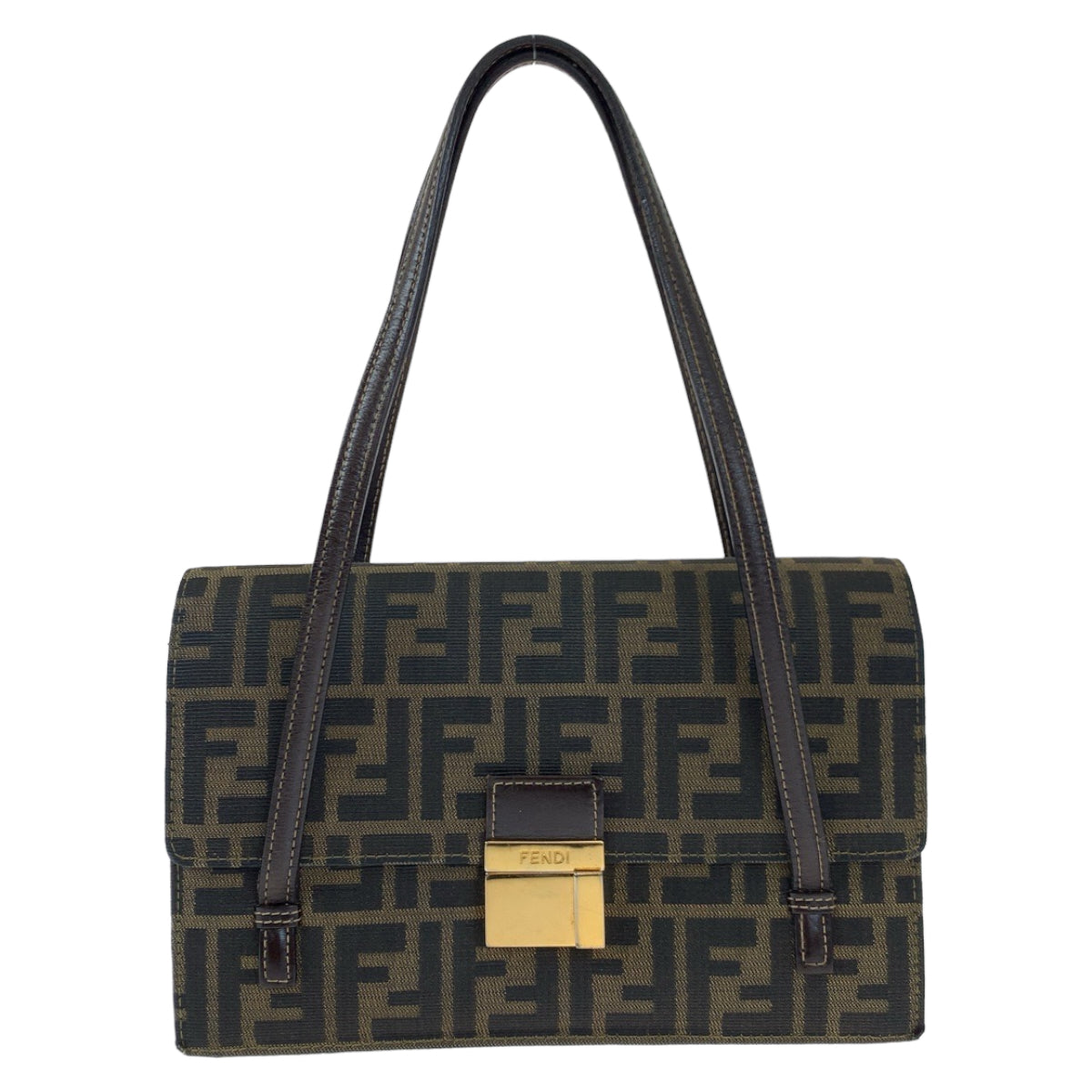 FENDI Shoulder Bag canvas Brown Gold Metal Shoulder Bag Handbag Zucca Pattern Women Used