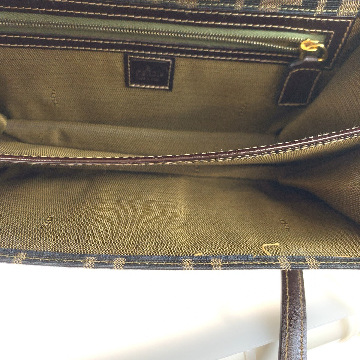 FENDI Shoulder Bag canvas Brown Gold Metal Shoulder Bag Handbag Zucca Pattern Women Used