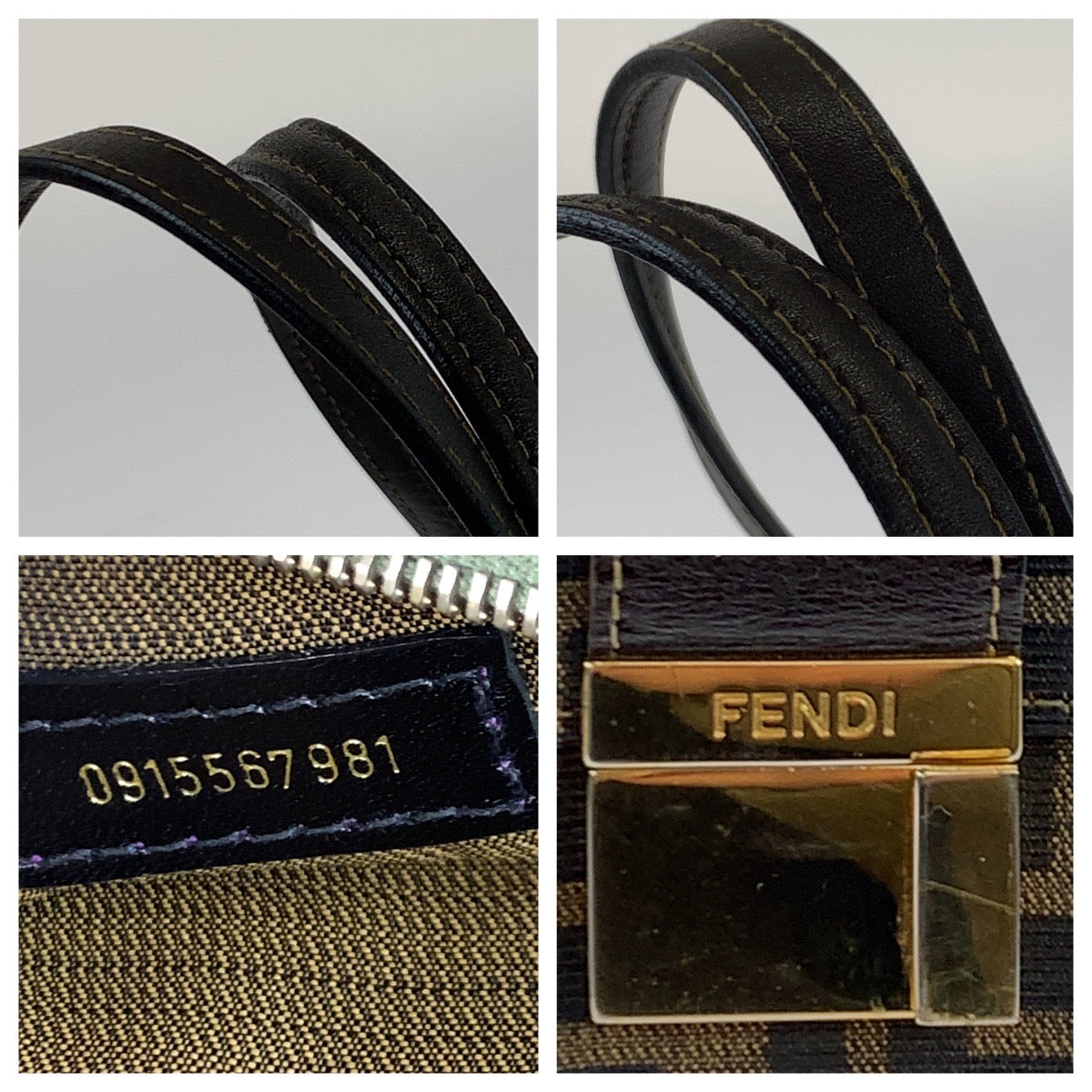 FENDI Shoulder Bag canvas Brown Gold Metal Shoulder Bag Handbag Zucca Pattern Women Used