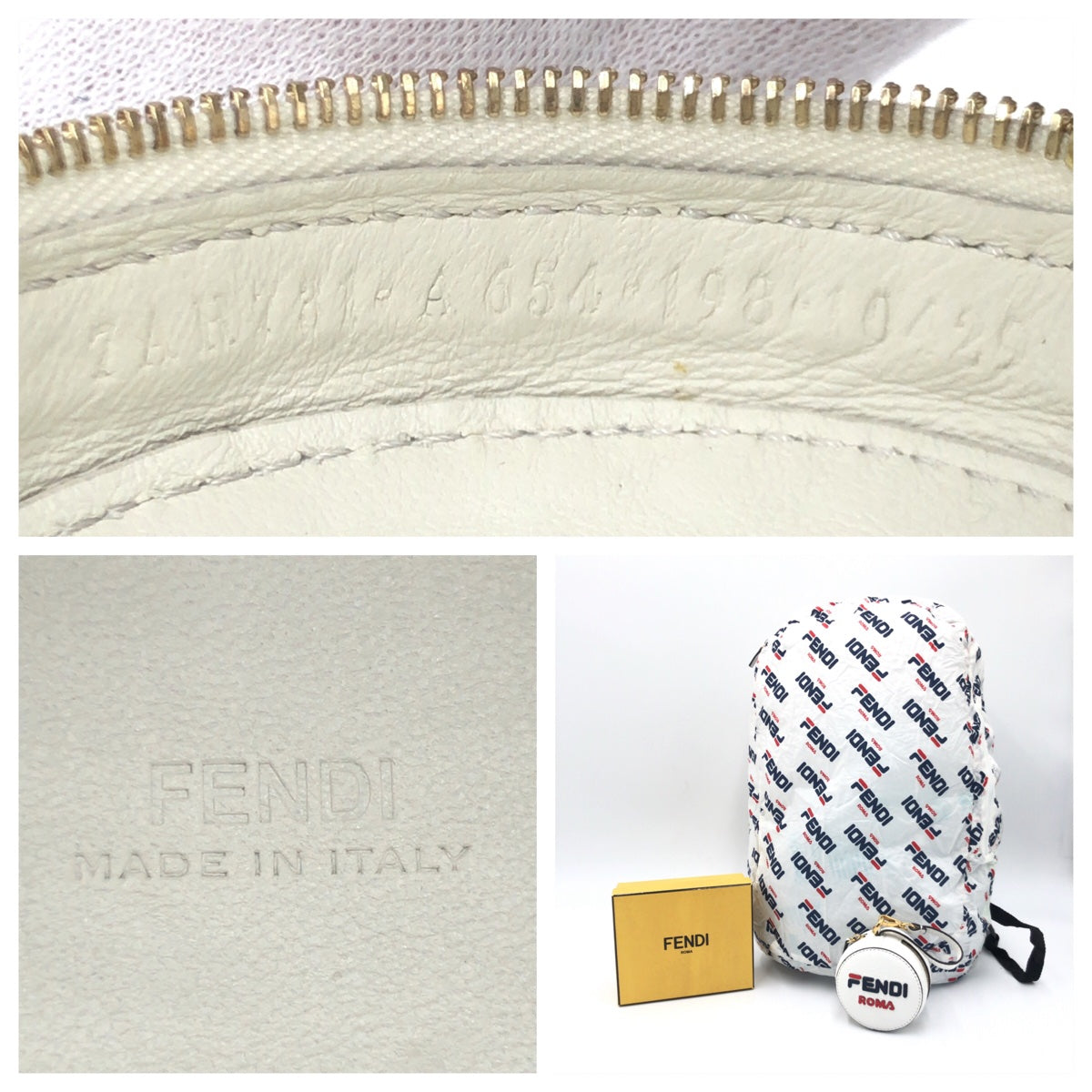 FENDI Backpack Nylon white Foldable Backpack Eco Bag Unisex FILA collaboration With porch Women Used
