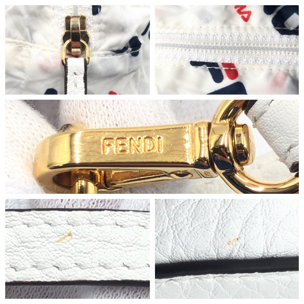 FENDI Backpack Nylon white Foldable Backpack Eco Bag Unisex FILA collaboration With porch Women Used
