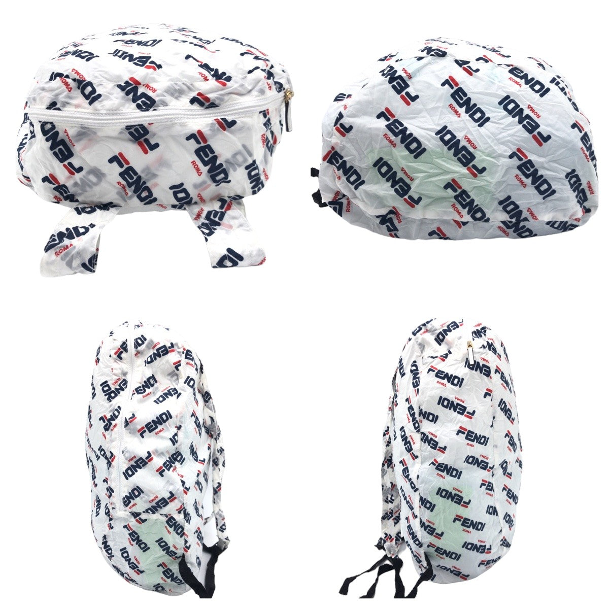 FENDI Backpack Nylon white Foldable Backpack Eco Bag Unisex FILA collaboration With porch Women Used